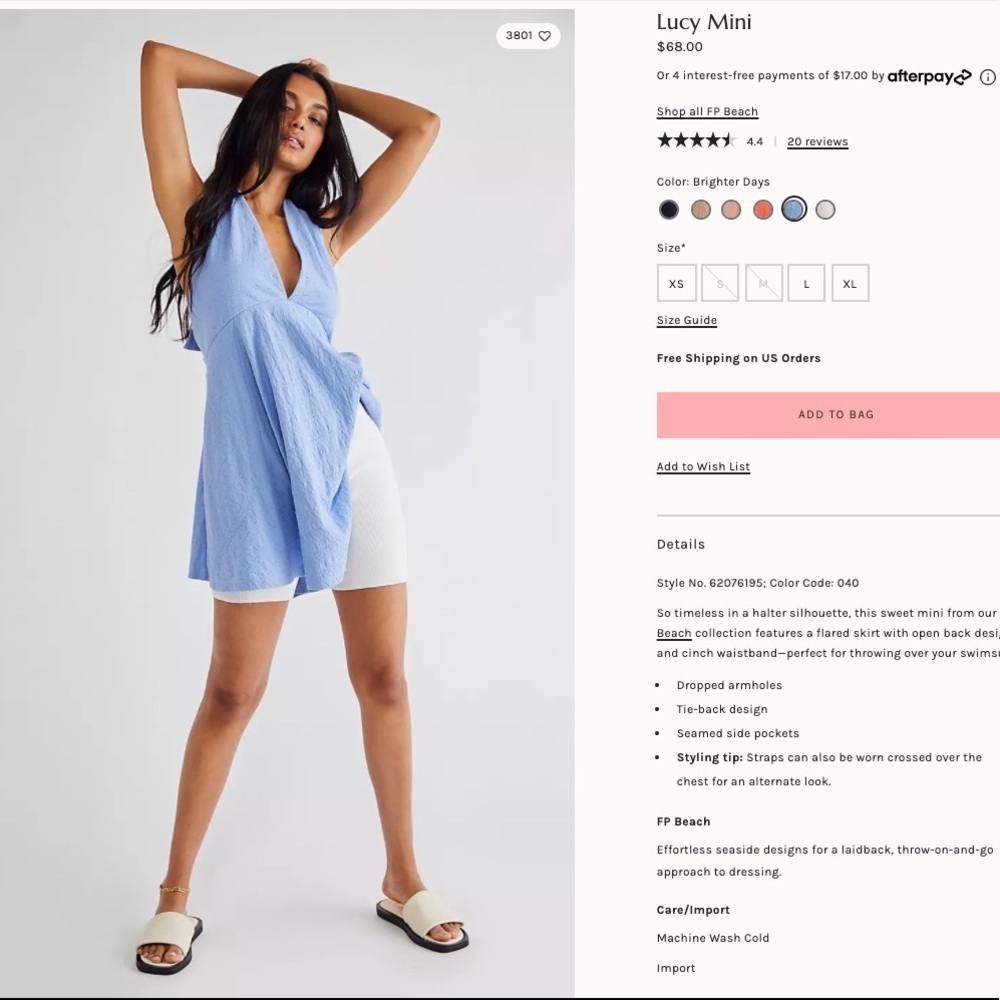 Free People Blue Lucy Mini Dress